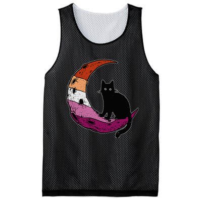 Lesbian Moon Space Cat Pride Flag LGBT Subtle Gay Sapphic Mesh Reversible Basketball Jersey Tank