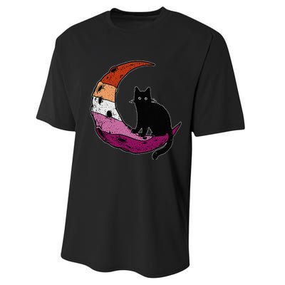 Lesbian Moon Space Cat Pride Flag LGBT Subtle Gay Sapphic Performance Sprint T-Shirt