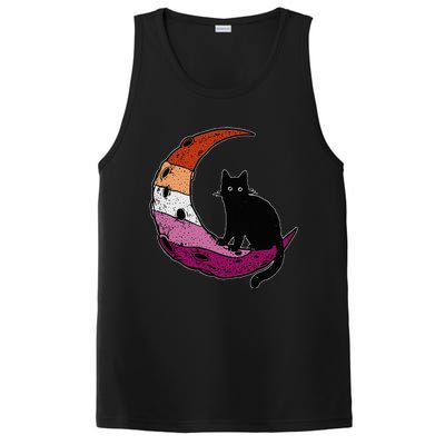 Lesbian Moon Space Cat Pride Flag LGBT Subtle Gay Sapphic PosiCharge Competitor Tank