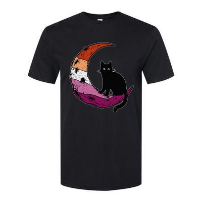 Lesbian Moon Space Cat Pride Flag LGBT Subtle Gay Sapphic Softstyle CVC T-Shirt