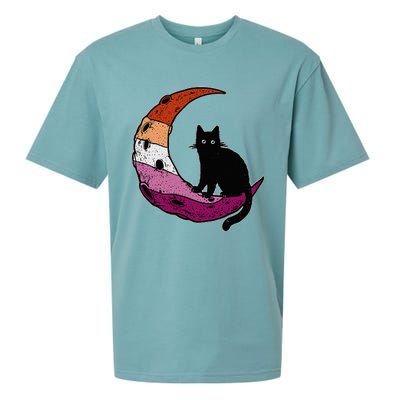 Lesbian Moon Space Cat Pride Flag LGBT Subtle Gay Sapphic Sueded Cloud Jersey T-Shirt