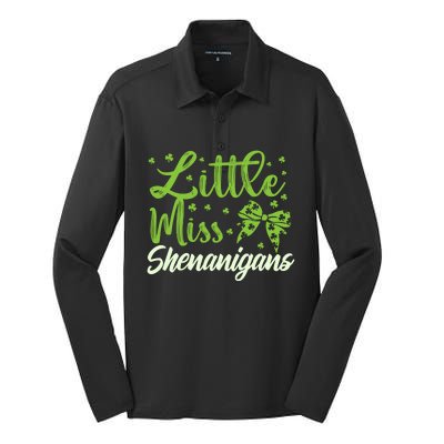 Little Miss Shenanigans St Patricks Day Gift Gift Silk Touch Performance Long Sleeve Polo