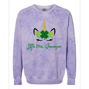 Little Miss Shenanigans Unicorn St Patrick's Day Great Gift Colorblast Crewneck Sweatshirt