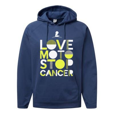 Love Moto Stop Cancer Performance Fleece Hoodie