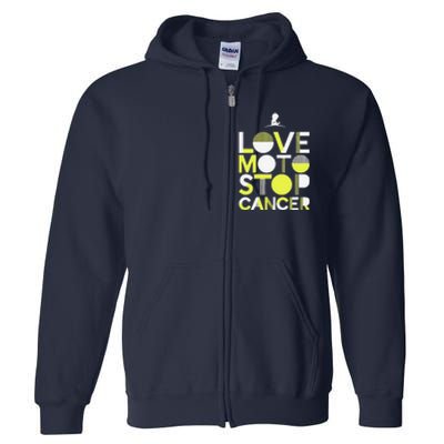 Love Moto Stop Cancer Full Zip Hoodie