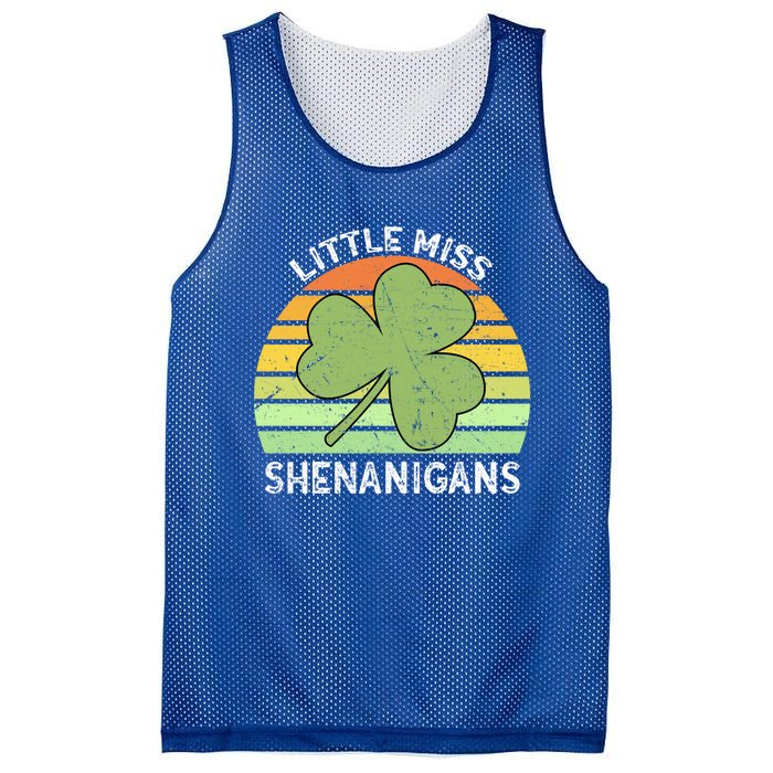 Little Miss Shenanigans Vintage St Patricks Day Gift Mesh Reversible Basketball Jersey Tank