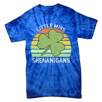 Little Miss Shenanigans Vintage St Patricks Day Gift Tie-Dye T-Shirt