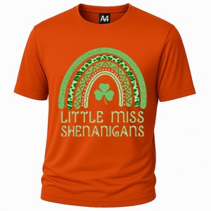 Little Miss Shenanigans St Patrick's Day Clover Rainbow Gift Cooling Performance Crew T-Shirt