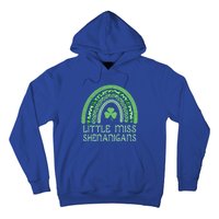 Little Miss Shenanigans St Patrick's Day Clover Rainbow Gift Hoodie