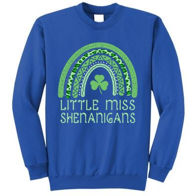 Little Miss Shenanigans St Patrick's Day Clover Rainbow Gift Sweatshirt