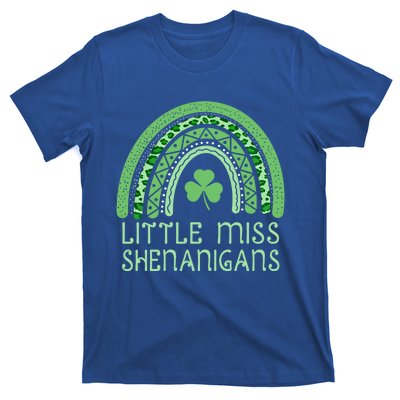 Little Miss Shenanigans St Patrick's Day Clover Rainbow Gift T-Shirt