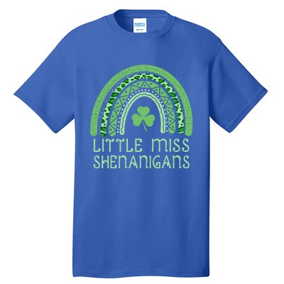 Little Miss Shenanigans St Patrick's Day Clover Rainbow Gift Tall T-Shirt