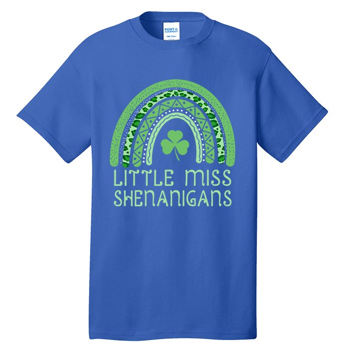 Little Miss Shenanigans St Patrick's Day Clover Rainbow Gift Tall T-Shirt