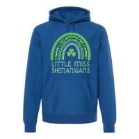 Little Miss Shenanigans St Patrick's Day Clover Rainbow Gift Premium Hoodie