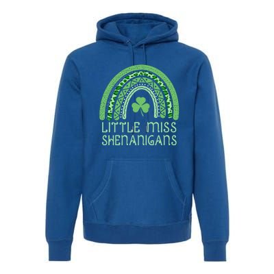 Little Miss Shenanigans St Patrick's Day Clover Rainbow Gift Premium Hoodie