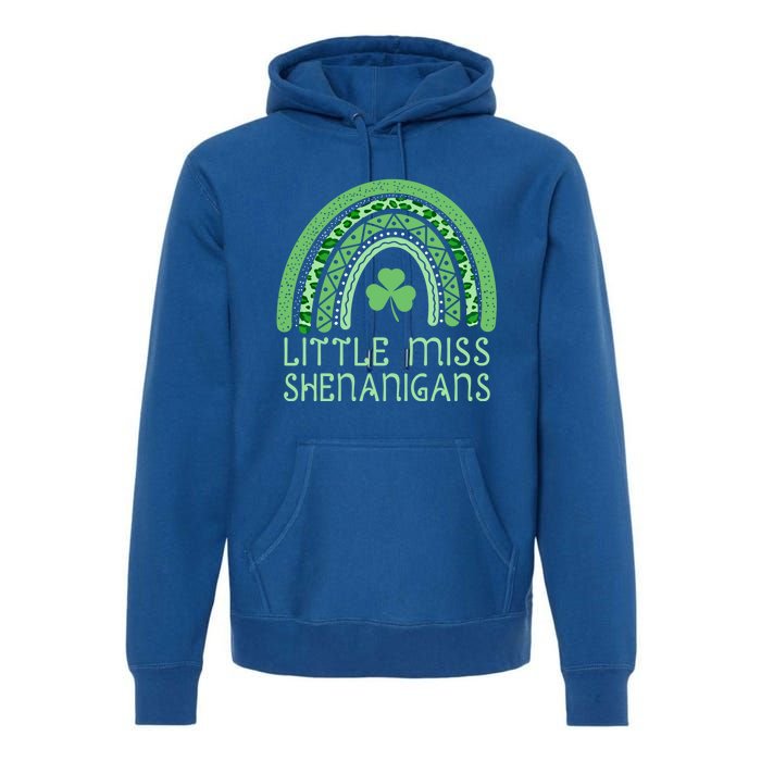 Little Miss Shenanigans St Patrick's Day Clover Rainbow Gift Premium Hoodie