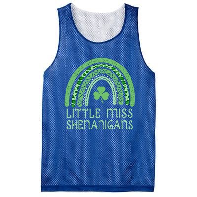 Little Miss Shenanigans St Patrick's Day Clover Rainbow Gift Mesh Reversible Basketball Jersey Tank