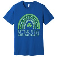 Little Miss Shenanigans St Patrick's Day Clover Rainbow Gift Premium T-Shirt