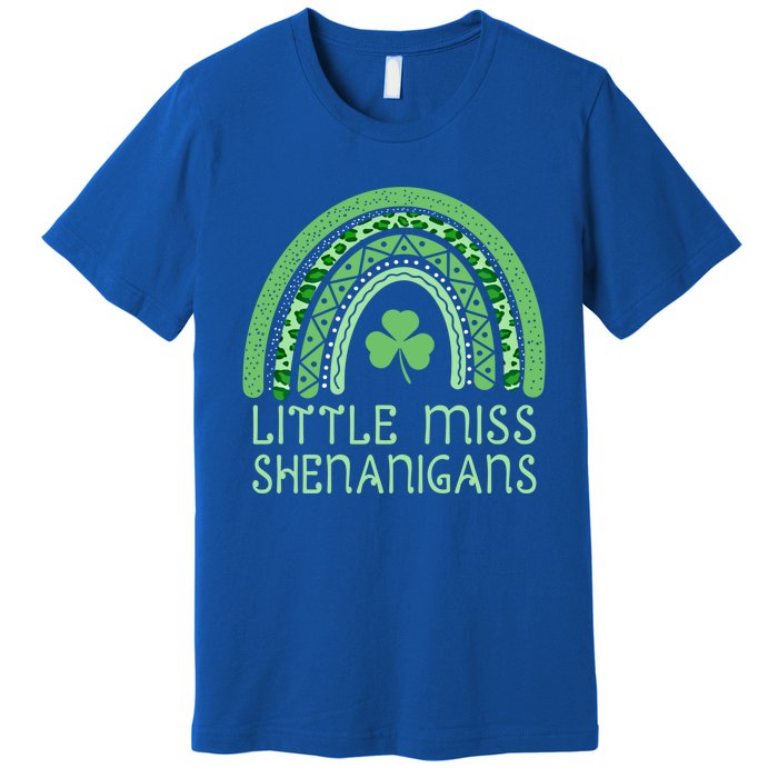 Little Miss Shenanigans St Patrick's Day Clover Rainbow Gift Premium T-Shirt