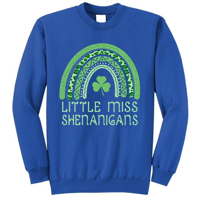 Little Miss Shenanigans St Patrick's Day Clover Rainbow Gift Tall Sweatshirt