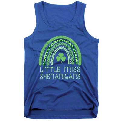 Little Miss Shenanigans St Patrick's Day Clover Rainbow Gift Tank Top