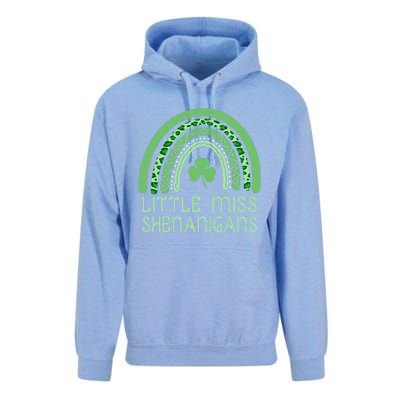 Little Miss Shenanigans St Patrick's Day Clover Rainbow Gift Unisex Surf Hoodie