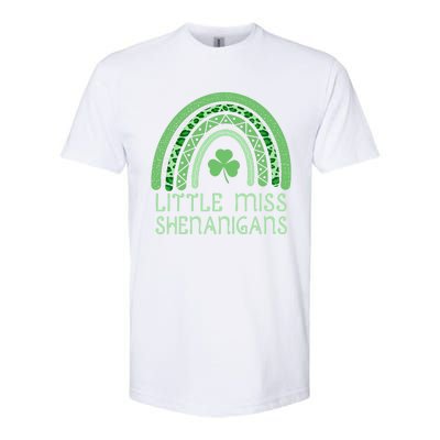 Little Miss Shenanigans St Patrick's Day Clover Rainbow Gift Softstyle CVC T-Shirt