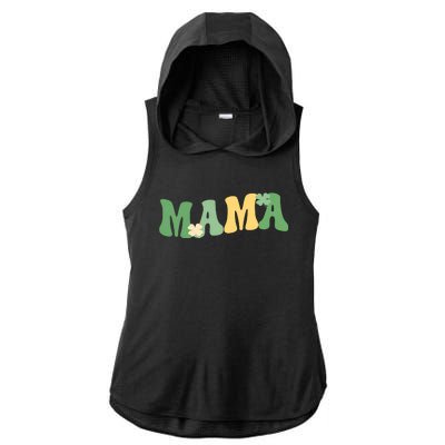 Lucky Mama St Patricks Day Ladies PosiCharge Tri-Blend Wicking Draft Hoodie Tank