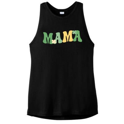 Lucky Mama St Patricks Day Ladies PosiCharge Tri-Blend Wicking Tank