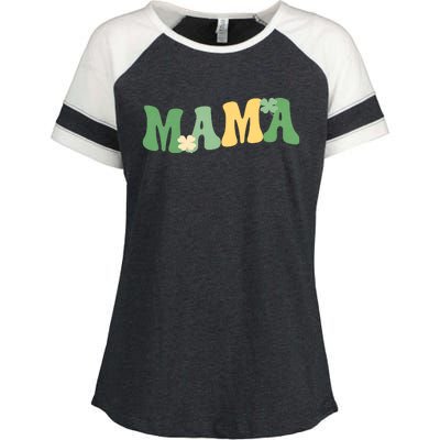 Lucky Mama St Patricks Day Enza Ladies Jersey Colorblock Tee