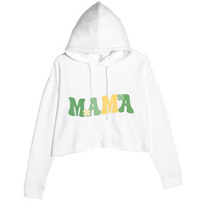 Lucky Mama St Patricks Day Crop Fleece Hoodie