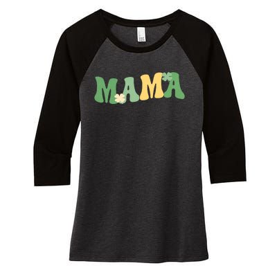 Lucky Mama St Patricks Day Women's Tri-Blend 3/4-Sleeve Raglan Shirt