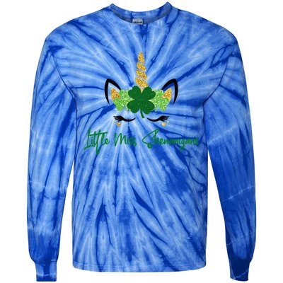 Little Miss Shenanigans Unicorn St Patrick's Day Meaningful Gift Tie-Dye Long Sleeve Shirt