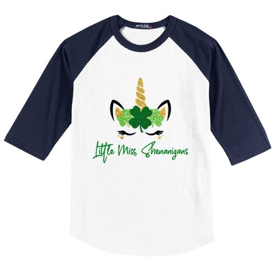 Little Miss Shenanigans Unicorn St Patrick's Day Meaningful Gift Baseball Sleeve Shirt