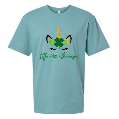 Little Miss Shenanigans Unicorn St Patrick's Day Meaningful Gift Sueded Cloud Jersey T-Shirt