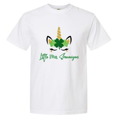 Little Miss Shenanigans Unicorn St Patrick's Day Meaningful Gift Garment-Dyed Heavyweight T-Shirt