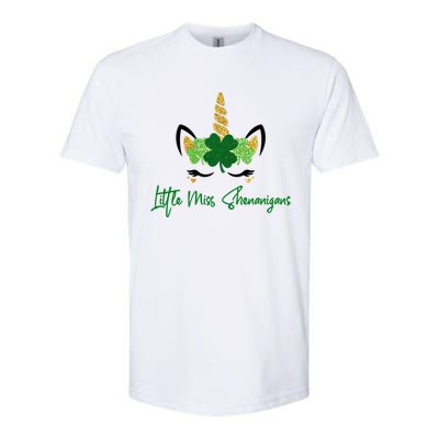 Little Miss Shenanigans Unicorn St Patrick's Day Meaningful Gift Softstyle CVC T-Shirt