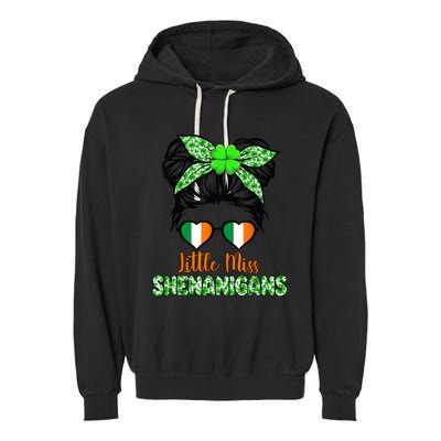 Little miss shenanigans for girls and wo St Patricks day Garment-Dyed Fleece Hoodie