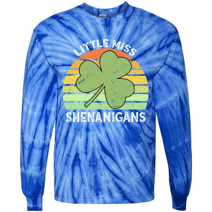 Little Miss Shenanigans Vintage Saint Patricks Cool Gift Tie-Dye Long Sleeve Shirt