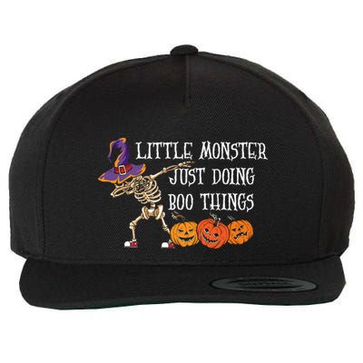 Little Monster Skeleton Halloween Trick Or Treat Pumpkin Gift Wool Snapback Cap