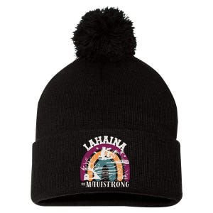 Lahaina Maui Strong Lahaina Banyan Tree Maui Hawaii Shoreline Pom Pom 12in Knit Beanie