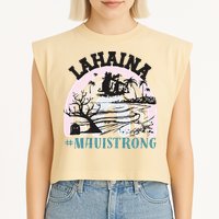 Lahaina Maui Strong Lahaina Banyan Tree Maui Hawaii Shoreline Garment-Dyed Women's Muscle Tee