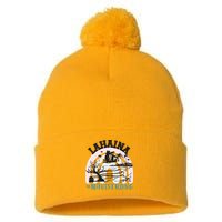 Lahaina Maui Strong Lahaina Banyan Tree Maui Hawaii Shoreline Pom Pom 12in Knit Beanie
