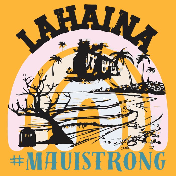 Lahaina Maui Strong Lahaina Banyan Tree Maui Hawaii Shoreline Pom Pom 12in Knit Beanie