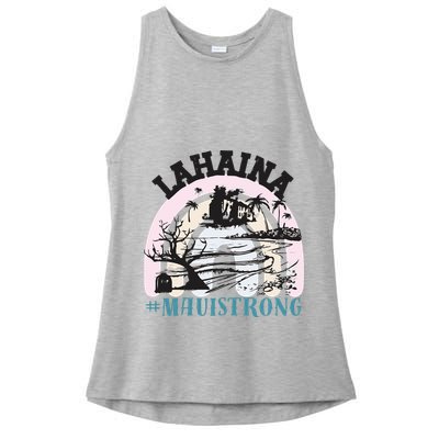 Lahaina Maui Strong Lahaina Banyan Tree Maui Hawaii Shoreline Ladies PosiCharge Tri-Blend Wicking Tank