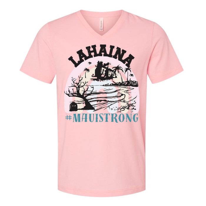 Lahaina Maui Strong Lahaina Banyan Tree Maui Hawaii Shoreline V-Neck T-Shirt