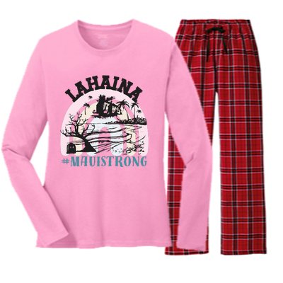 Lahaina Maui Strong Lahaina Banyan Tree Maui Hawaii Shoreline Women's Long Sleeve Flannel Pajama Set 