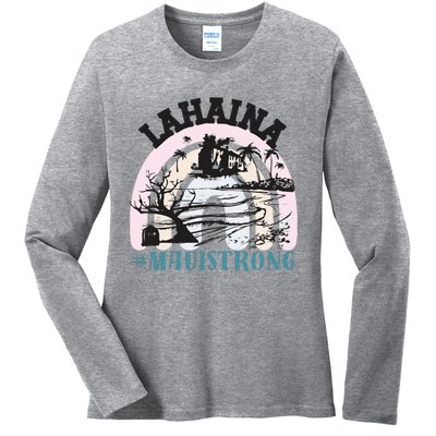 Lahaina Maui Strong Lahaina Banyan Tree Maui Hawaii Shoreline Ladies Long Sleeve Shirt