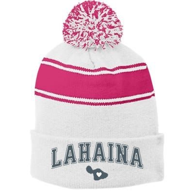 Lahaina Maui Strong Lahaina Banyan Tree Maui Hawaii Shoreline Stripe Pom Pom Beanie