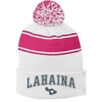 Lahaina Maui Strong Lahaina Banyan Tree Maui Hawaii Shoreline Stripe Pom Pom Beanie